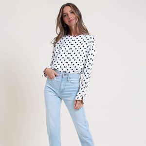 Something Navy Polka Dot Blouse M